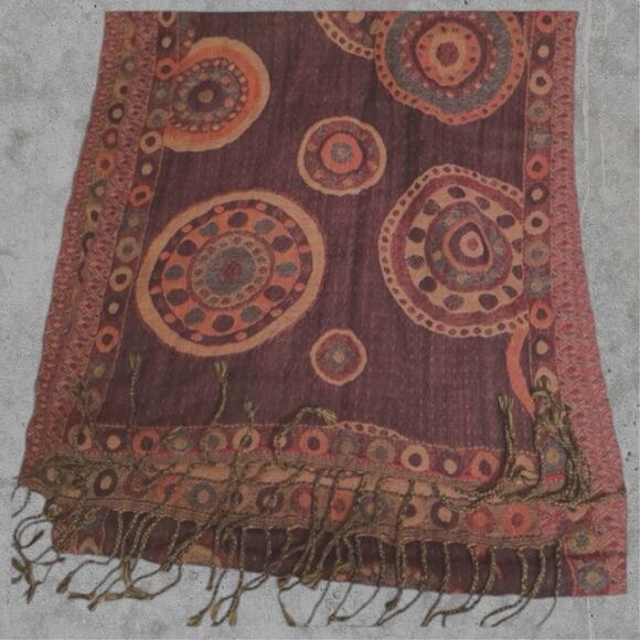 Scarf Kandahar 100 % Merino Wool Saffron shades 64 "long 13 " wide Fringe Womans - Picture 5 of 5